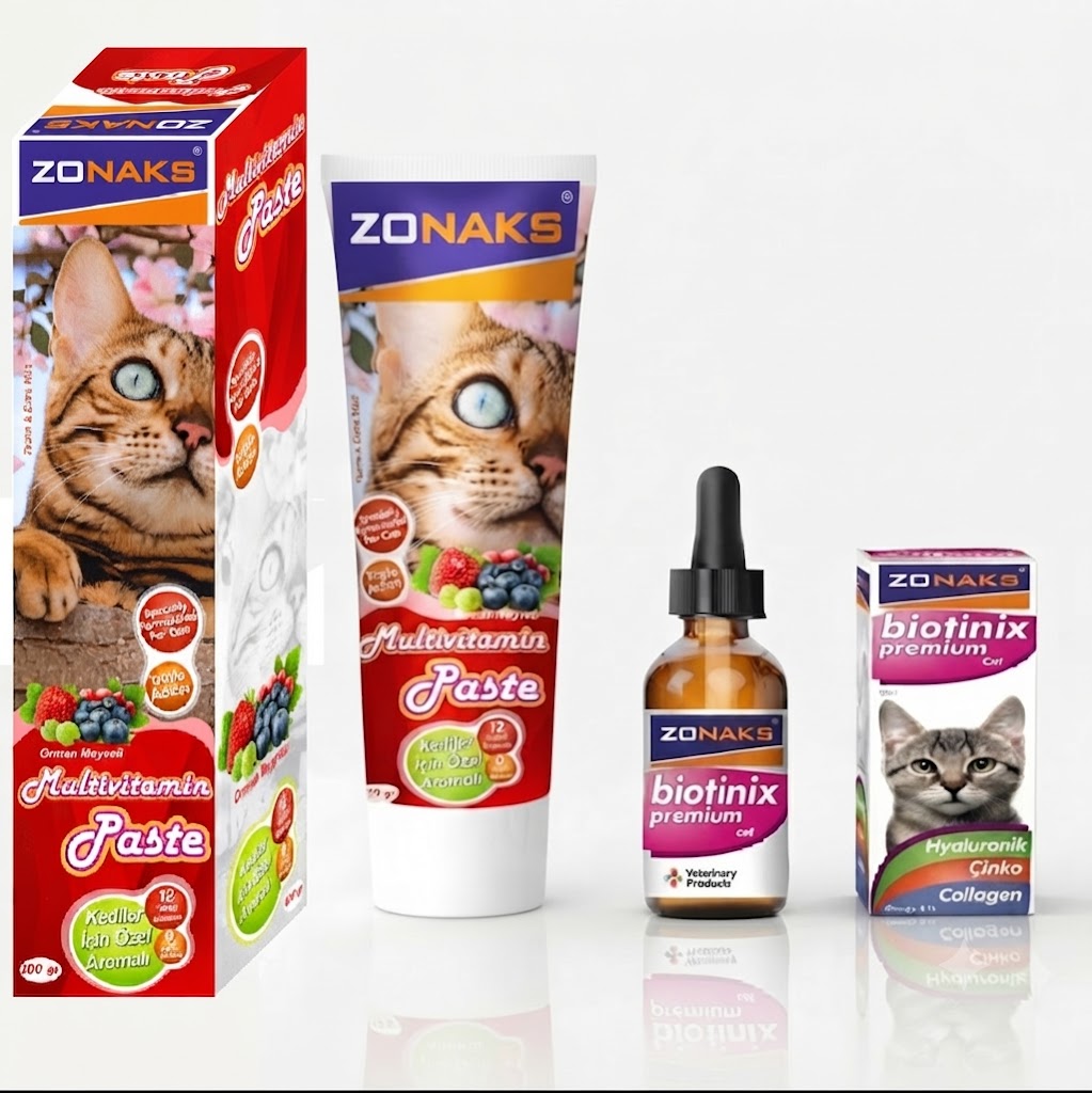 Zonaks Kedi Bakım ve Vitamin Seti (Zonaks Cat Multivitamin Pasta 100 gr Ve Zonaks Biotinix Plus 50 Ml)